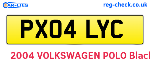 PX04LYC are the vehicle registration plates.