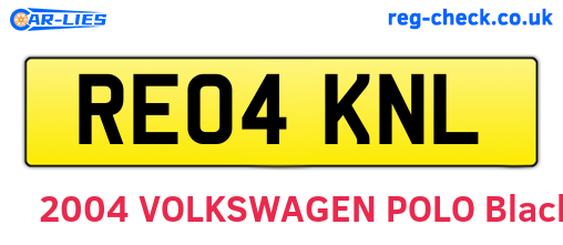 RE04KNL are the vehicle registration plates.