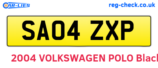 SA04ZXP are the vehicle registration plates.
