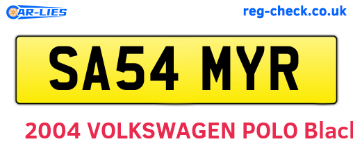 SA54MYR are the vehicle registration plates.