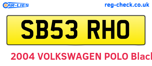 SB53RHO are the vehicle registration plates.