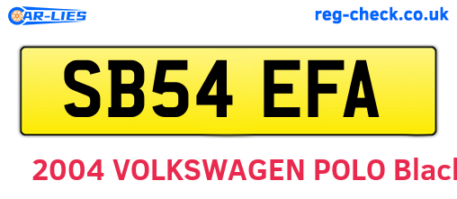 SB54EFA are the vehicle registration plates.