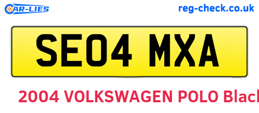 SE04MXA are the vehicle registration plates.
