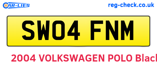 SW04FNM are the vehicle registration plates.