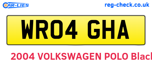 WR04GHA are the vehicle registration plates.