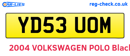YD53UOM are the vehicle registration plates.
