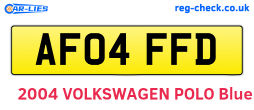 AF04FFD are the vehicle registration plates.