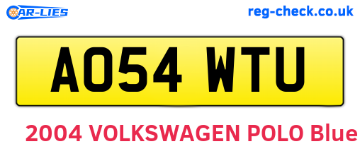 AO54WTU are the vehicle registration plates.