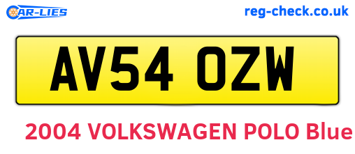 AV54OZW are the vehicle registration plates.