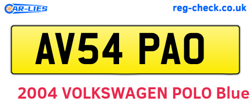 AV54PAO are the vehicle registration plates.