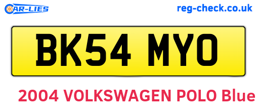 BK54MYO are the vehicle registration plates.