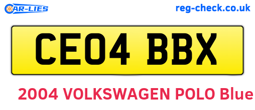 CE04BBX are the vehicle registration plates.