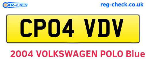 CP04VDV are the vehicle registration plates.