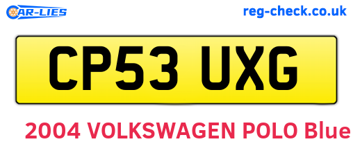 CP53UXG are the vehicle registration plates.