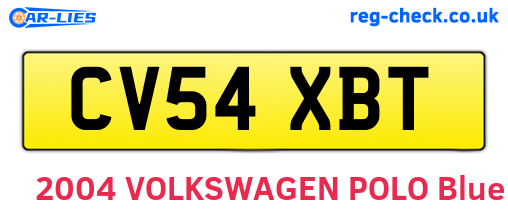 CV54XBT are the vehicle registration plates.