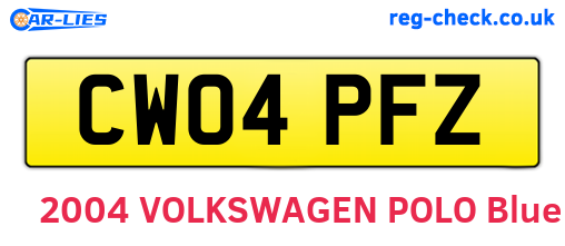 CW04PFZ are the vehicle registration plates.