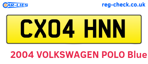 CX04HNN are the vehicle registration plates.