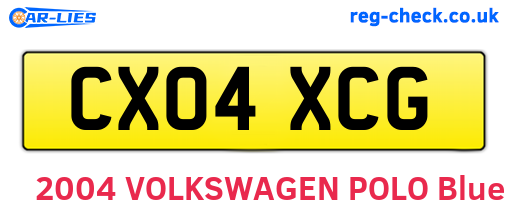 CX04XCG are the vehicle registration plates.
