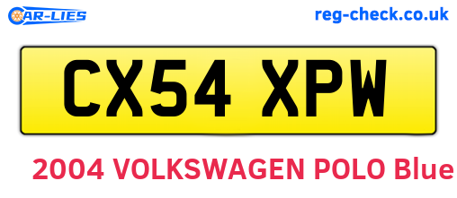 CX54XPW are the vehicle registration plates.