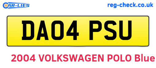 DA04PSU are the vehicle registration plates.