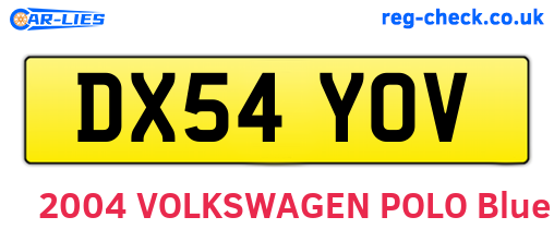 DX54YOV are the vehicle registration plates.