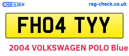 FH04TYY are the vehicle registration plates.