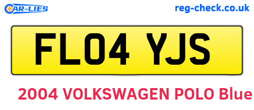 FL04YJS are the vehicle registration plates.