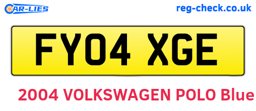FY04XGE are the vehicle registration plates.