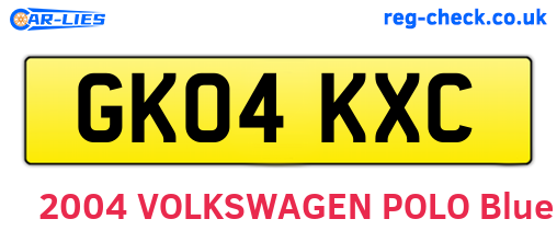 GK04KXC are the vehicle registration plates.