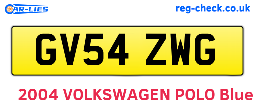 GV54ZWG are the vehicle registration plates.