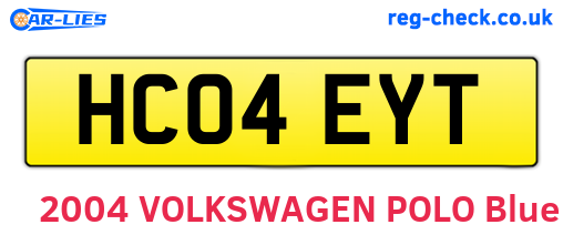 HC04EYT are the vehicle registration plates.