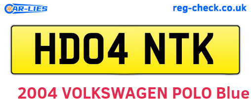 HD04NTK are the vehicle registration plates.