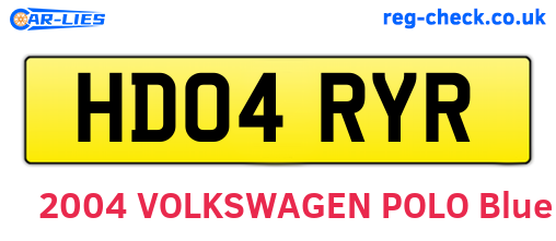 HD04RYR are the vehicle registration plates.
