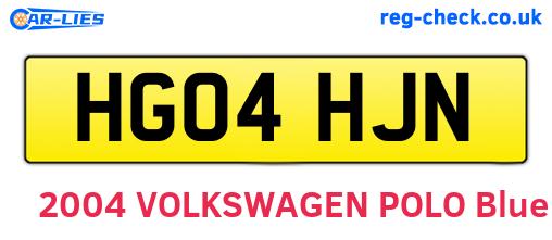 HG04HJN are the vehicle registration plates.