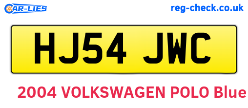 HJ54JWC are the vehicle registration plates.