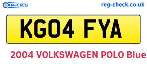 KG04FYA are the vehicle registration plates.