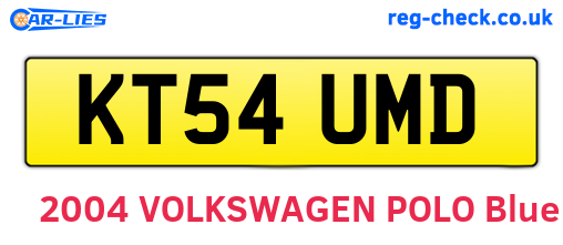KT54UMD are the vehicle registration plates.