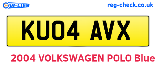 KU04AVX are the vehicle registration plates.