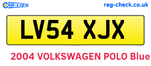 LV54XJX are the vehicle registration plates.