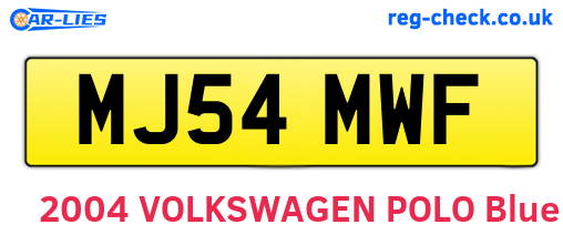 MJ54MWF are the vehicle registration plates.