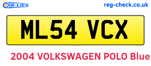 ML54VCX are the vehicle registration plates.