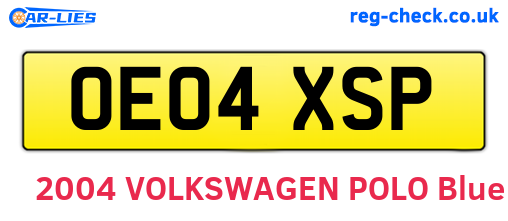 OE04XSP are the vehicle registration plates.