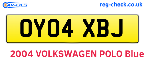 OY04XBJ are the vehicle registration plates.