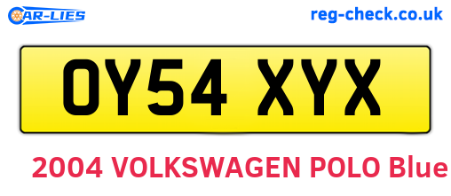 OY54XYX are the vehicle registration plates.