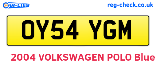 OY54YGM are the vehicle registration plates.