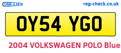 OY54YGO are the vehicle registration plates.