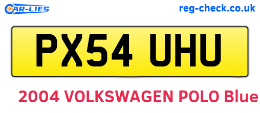 PX54UHU are the vehicle registration plates.