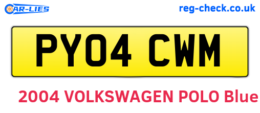 PY04CWM are the vehicle registration plates.