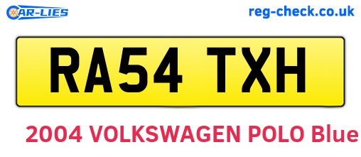RA54TXH are the vehicle registration plates.