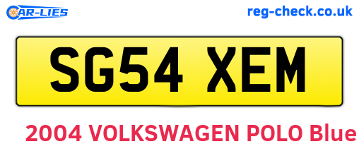 SG54XEM are the vehicle registration plates.